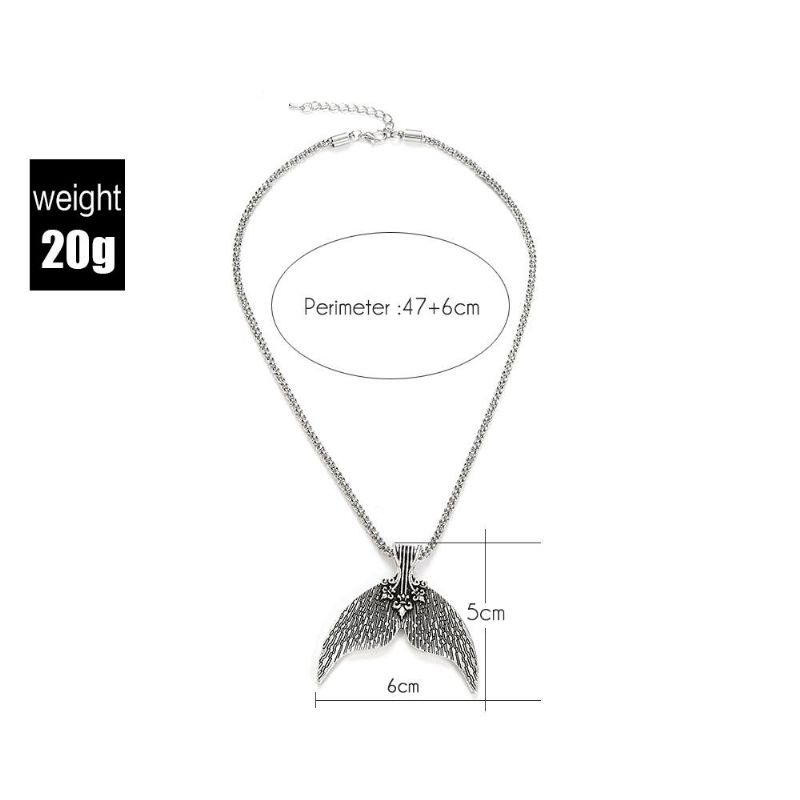 Bohème Antique Argent Queue De Sirène Pendentif Collier Pour Femmes Vintage Plage Fête Bijoux Cadeau