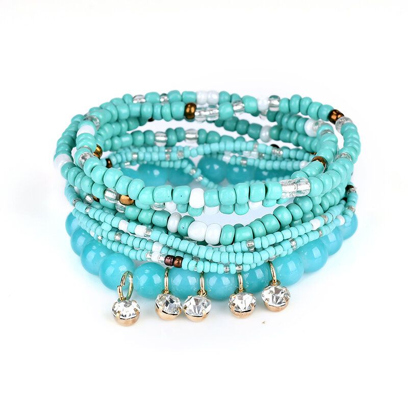 Bohème Charmant Bracelet Perles Strass Multicouche Bracelets Pour Femme