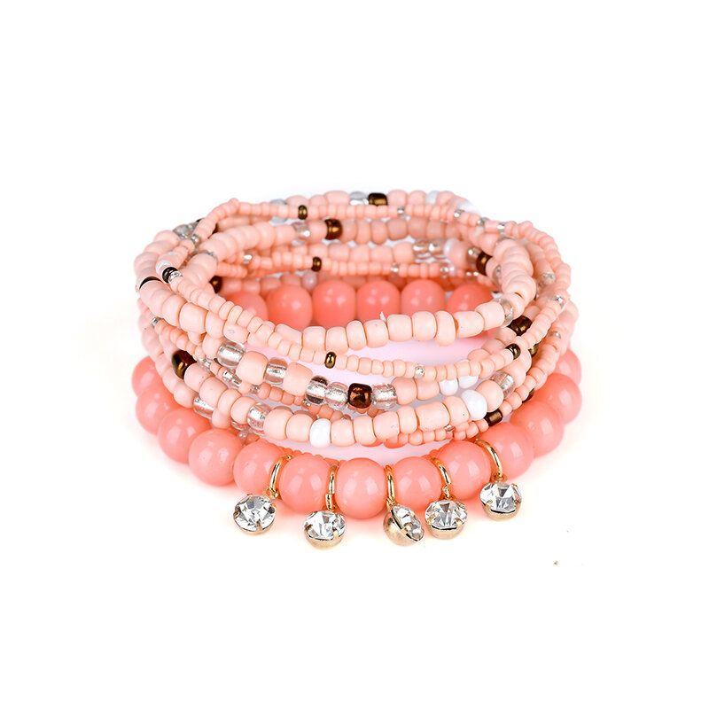 Bohème Charmant Bracelet Perles Strass Multicouche Bracelets Pour Femme