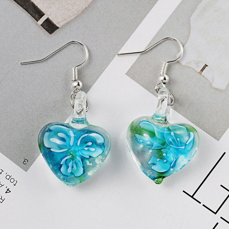 Bohème Créatif Lumineux Bijoux Ethniques Boucles D'oreilles Fleur Motif Coeur Balancent Boucle D'oreille Pour Les Femmes