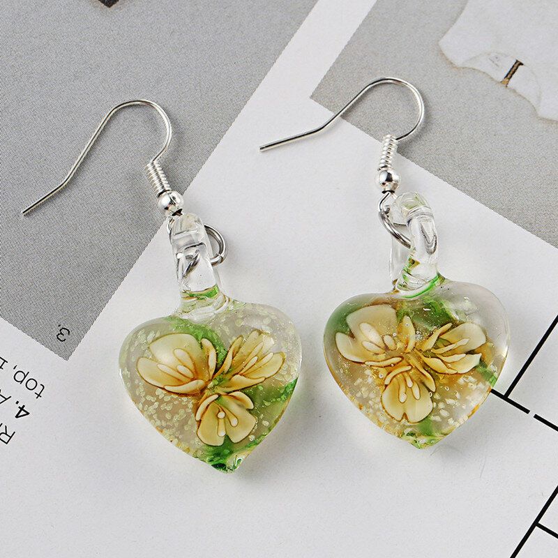 Bohème Créatif Lumineux Bijoux Ethniques Boucles D'oreilles Fleur Motif Coeur Balancent Boucle D'oreille Pour Les Femmes