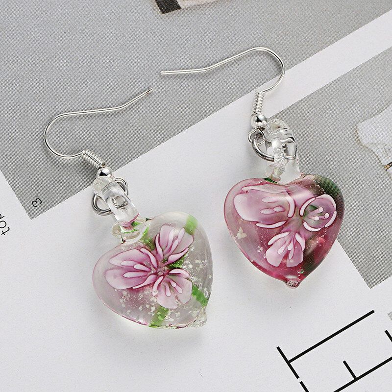 Bohème Créatif Lumineux Bijoux Ethniques Boucles D'oreilles Fleur Motif Coeur Balancent Boucle D'oreille Pour Les Femmes