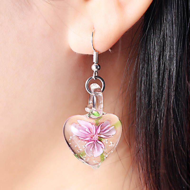 Bohème Créatif Lumineux Bijoux Ethniques Boucles D'oreilles Fleur Motif Coeur Balancent Boucle D'oreille Pour Les Femmes