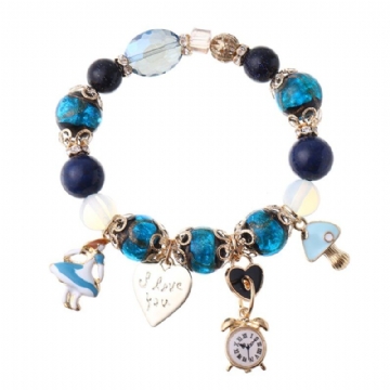 Bohême Cristal Verre Perlé Bracelet Coeur Horloge Charme Bracelets Main Chaîne Pour Les Femmes