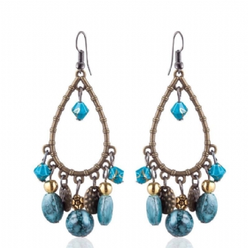 Bohème Glands Boucles D'oreilles Longue Style Turquoise Boucle D'oreille Rétro Femmes Goutte D'oreille