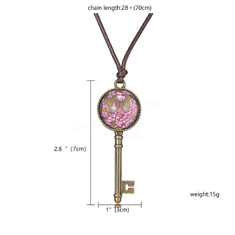 Bohème Gypsophile Métal Clé Pendentif Collier Vintage Délicatesse Cadeau Pour Les Femmes