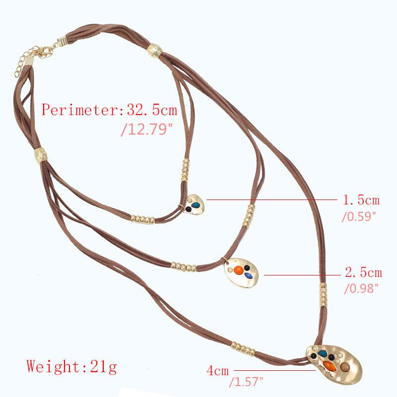 Bohème Multicouche Géométrique Pendentif Colliers Irrégulier Corde Tressée Collier Pour Les Femmes