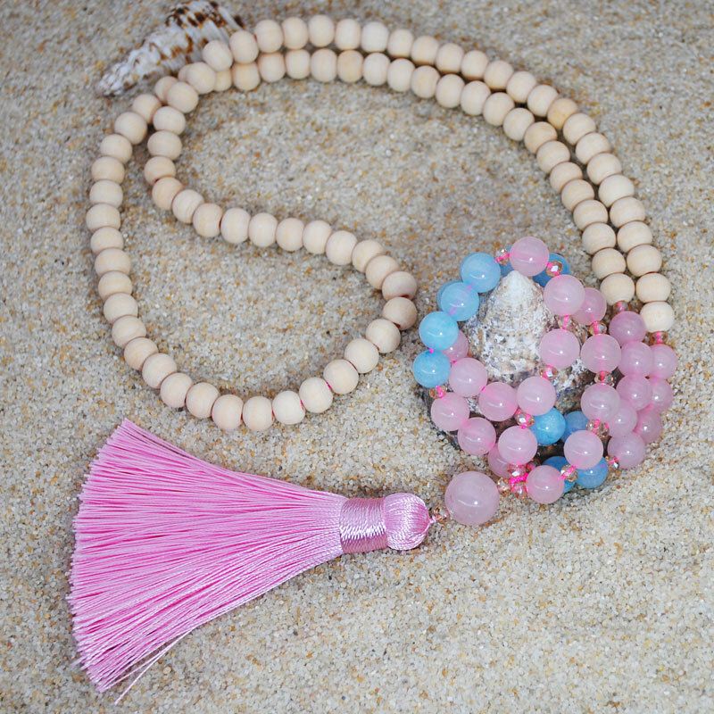 Bohème Pierre Naturelle Perles En Bois Long Collier Perlé À La Main Cristal Gland Collier Pull Chaîne