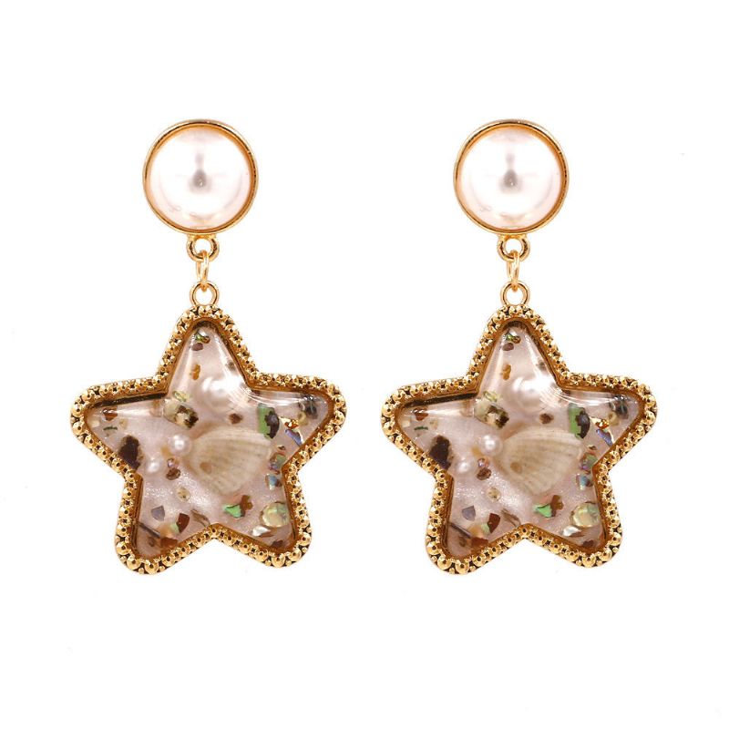 Bohemian Shell Star Earring Drop Strass Pearl Boucles D'oreilles Pour Les Femmes Beach Style