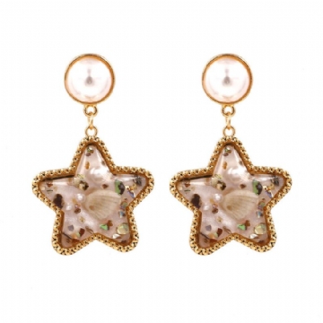 Bohemian Shell Star Earring Drop Strass Pearl Boucles D'oreilles Pour Les Femmes Beach Style