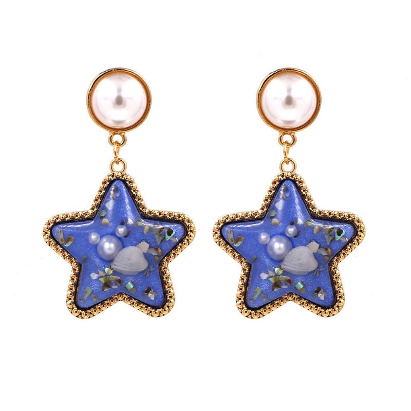 Bohemian Shell Star Earring Drop Strass Pearl Boucles D'oreilles Pour Les Femmes Beach Style