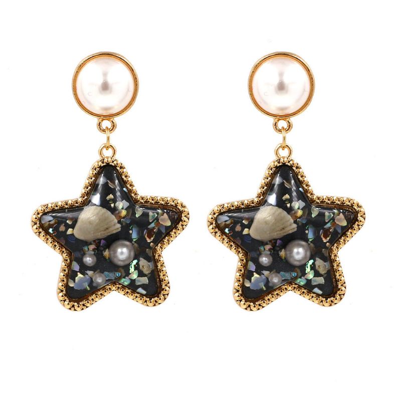 Bohemian Shell Star Earring Drop Strass Pearl Boucles D'oreilles Pour Les Femmes Beach Style