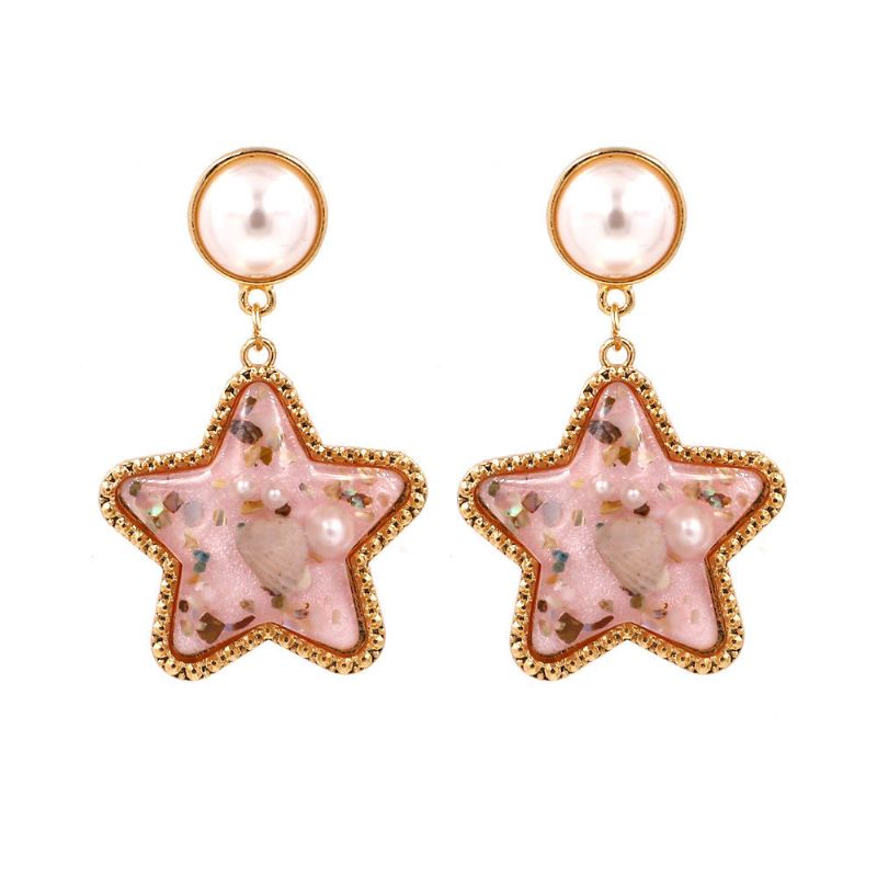 Bohemian Shell Star Earring Drop Strass Pearl Boucles D'oreilles Pour Les Femmes Beach Style