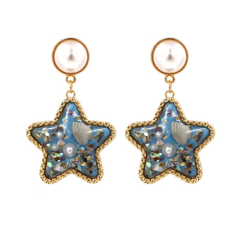 Bohemian Shell Star Earring Drop Strass Pearl Boucles D'oreilles Pour Les Femmes Beach Style