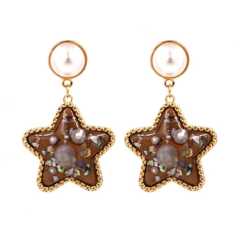 Bohemian Shell Star Earring Drop Strass Pearl Boucles D'oreilles Pour Les Femmes Beach Style