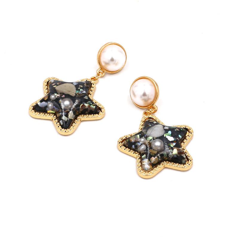 Bohemian Shell Star Earring Drop Strass Pearl Boucles D'oreilles Pour Les Femmes Beach Style