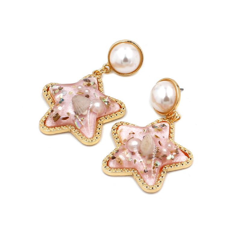 Bohemian Shell Star Earring Drop Strass Pearl Boucles D'oreilles Pour Les Femmes Beach Style