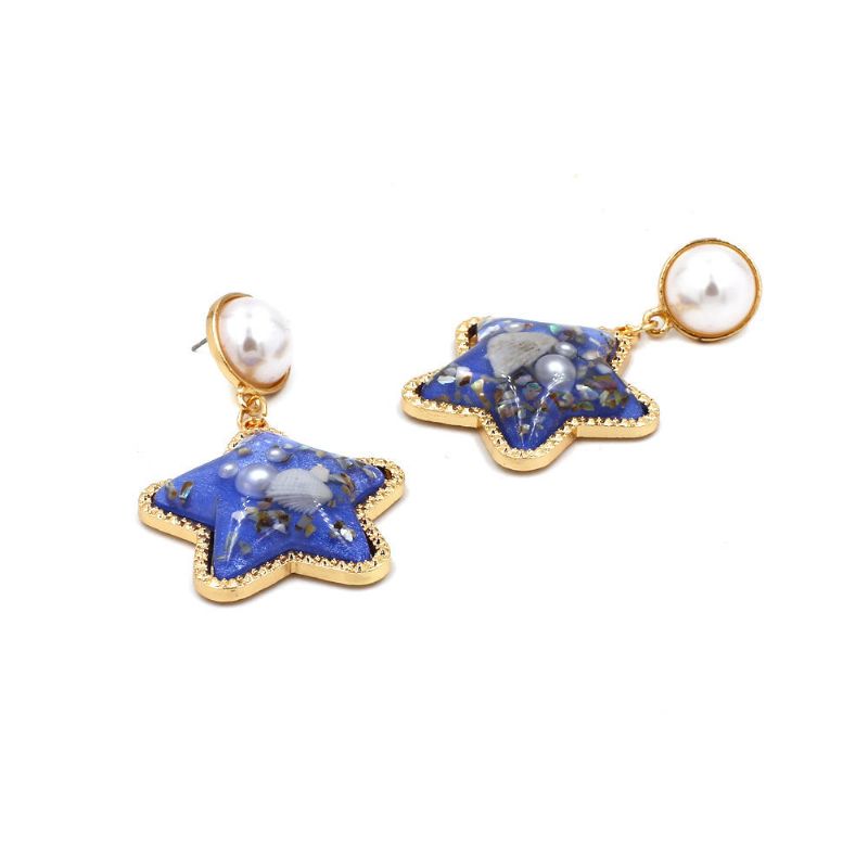 Bohemian Shell Star Earring Drop Strass Pearl Boucles D'oreilles Pour Les Femmes Beach Style