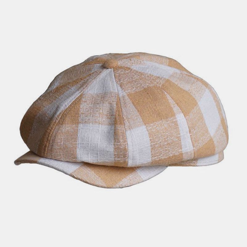 Bonnet Béret À Carreaux Fin Unisexe Coton Respirant Chapeau De Peintre Chapeau Gavroche Chapeau Octogonal