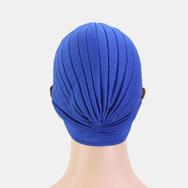 Bonnet De Couleur Unie Bouton De Style National Oreilles Montables Empêche L'étranglement Bandana