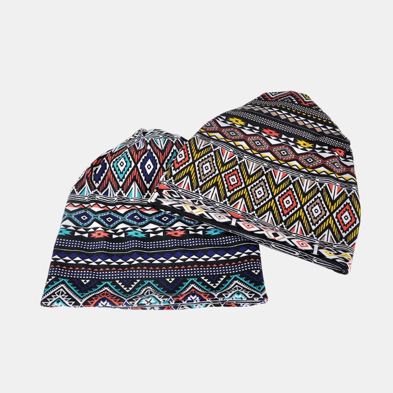 Bonnet D'hiver En Coton À Motif Géométrique Pour Femme