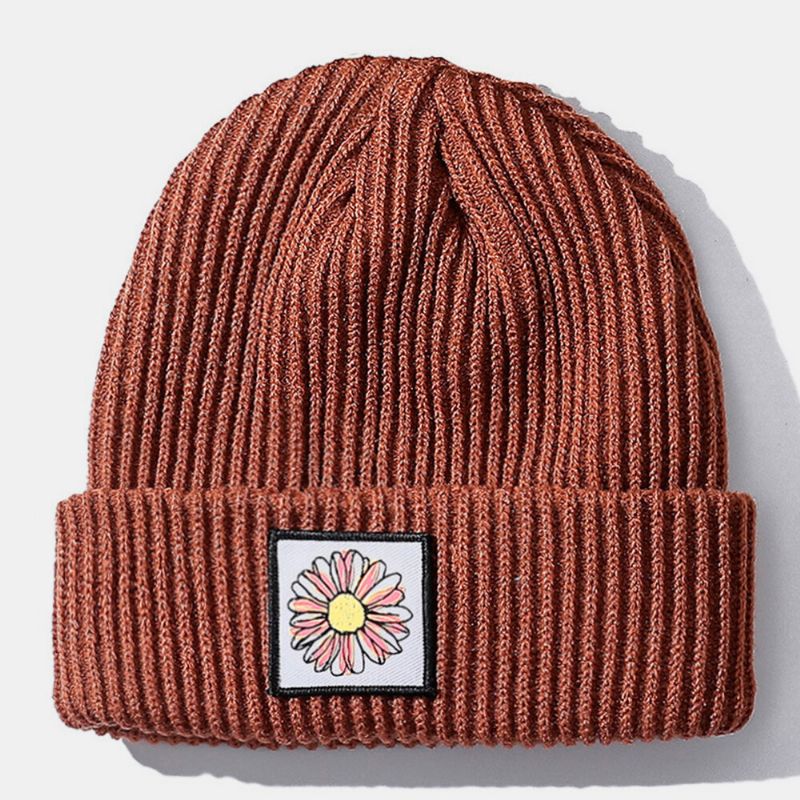 Bonnet Tricoté En Coton Unisexe Avec Motif De Tournesol