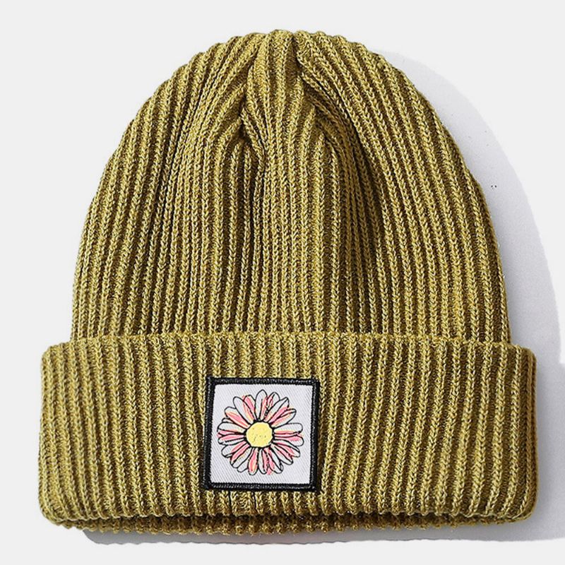 Bonnet Tricoté En Coton Unisexe Avec Motif De Tournesol