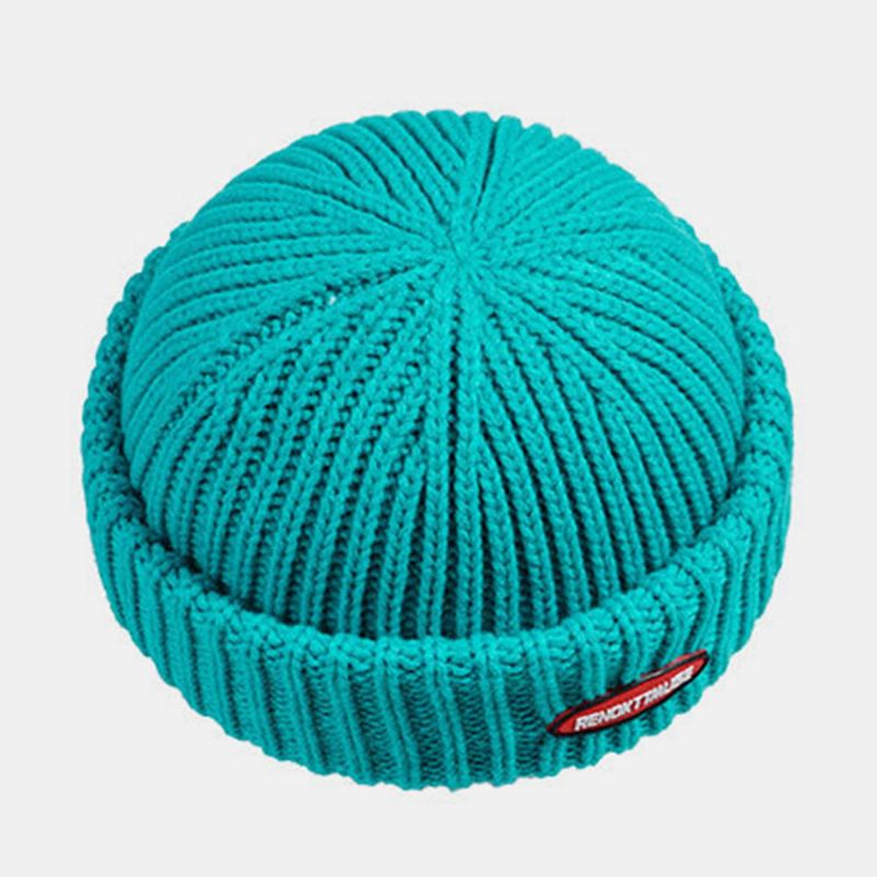 Bonnet Unisexe En Coton Avec Patch Dôme Tricoté Street Hip Hop Sunshade Brimless Beanie Hat