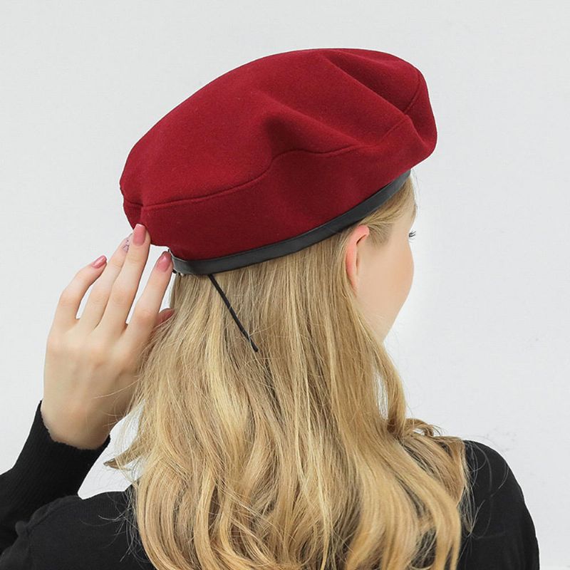 Bonnets De Béret En Laine Chapeau De Peintre Réglable Avec Cordon De Serrage Sauvage