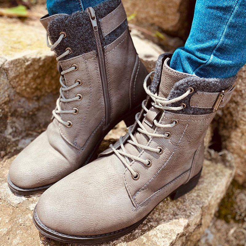 Bottes De Combat Décontractées À Lacets Pour Femmes De Grande Taille