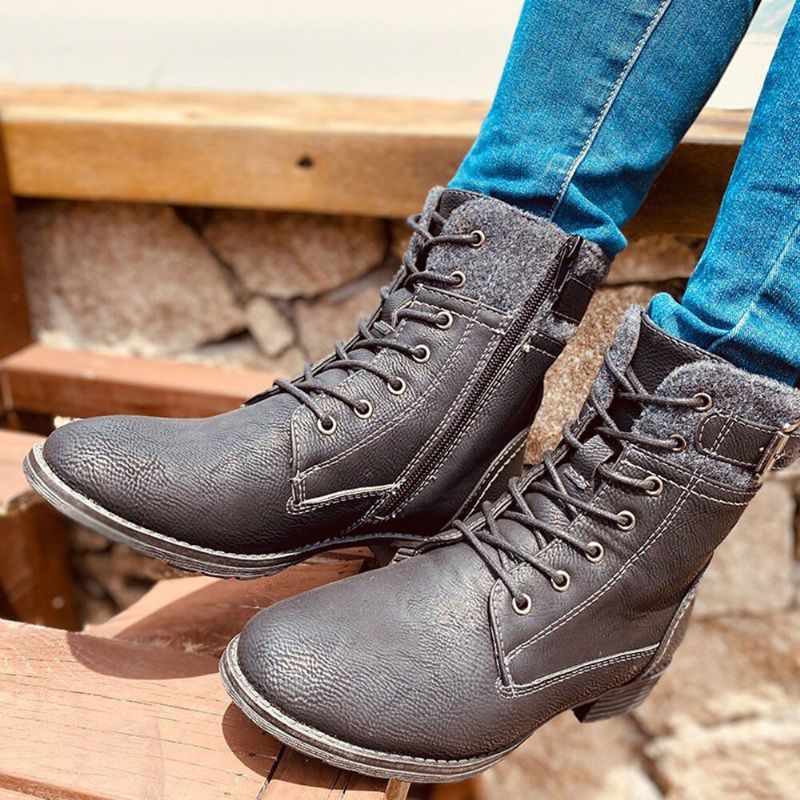 Bottes De Combat Décontractées À Lacets Pour Femmes De Grande Taille