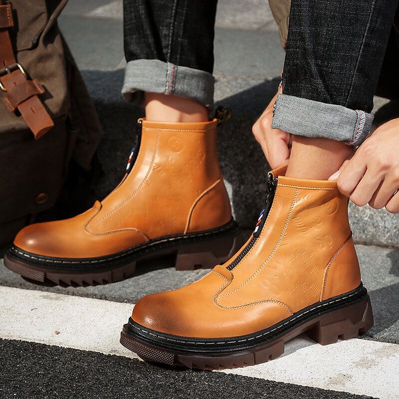 Bottes Courtes En Cuir De Vachette Antidérapantes Pour Hommes