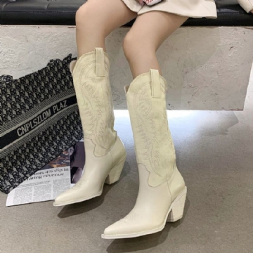 Bottes De Cow-boy À Bout Pointu Brodées Pour Femmes