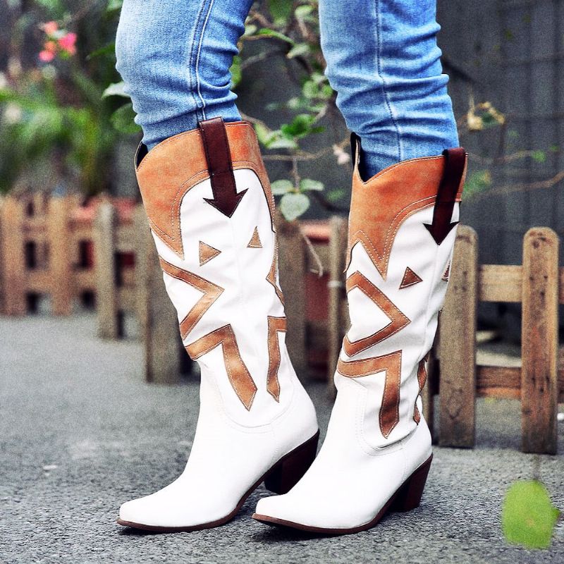 Bottes De Cowboy Longues À Bout Pointu Pour Femmes De Grande Taille