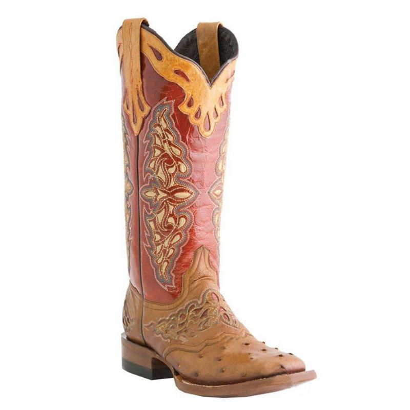 Bottes De Cowboy Mi-mollet Brodées De Fleurs Rétro Pour Femmes De Grande Taille