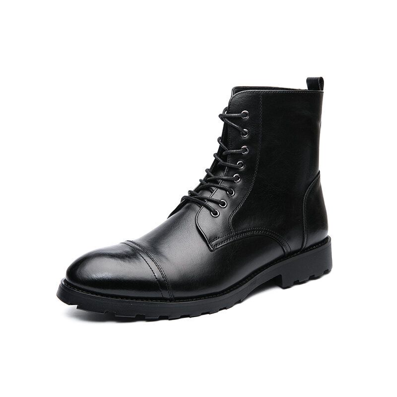 Bottes Décontractées À Lacets En Cuir De Vachette Pour Hommes