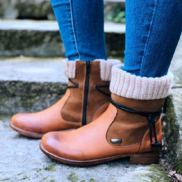 Bottes D'épissure De Chaussettes D'hiver Quotidiennes Rétro Chaudes Pour Femmes De Grande Taille