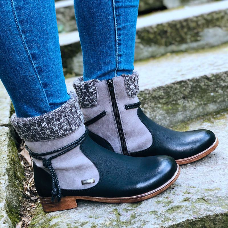 Bottes D'épissure De Chaussettes D'hiver Quotidiennes Rétro Chaudes Pour Femmes De Grande Taille