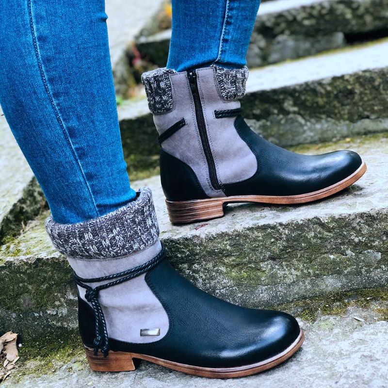 Bottes D'épissure De Chaussettes D'hiver Quotidiennes Rétro Chaudes Pour Femmes De Grande Taille