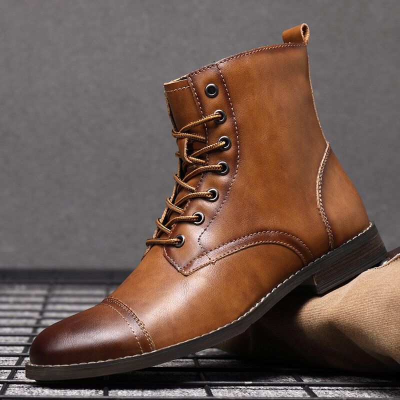 Bottes Habillées En Cuir De Style Britannique Faites À La Main Rétro Pour Hommes