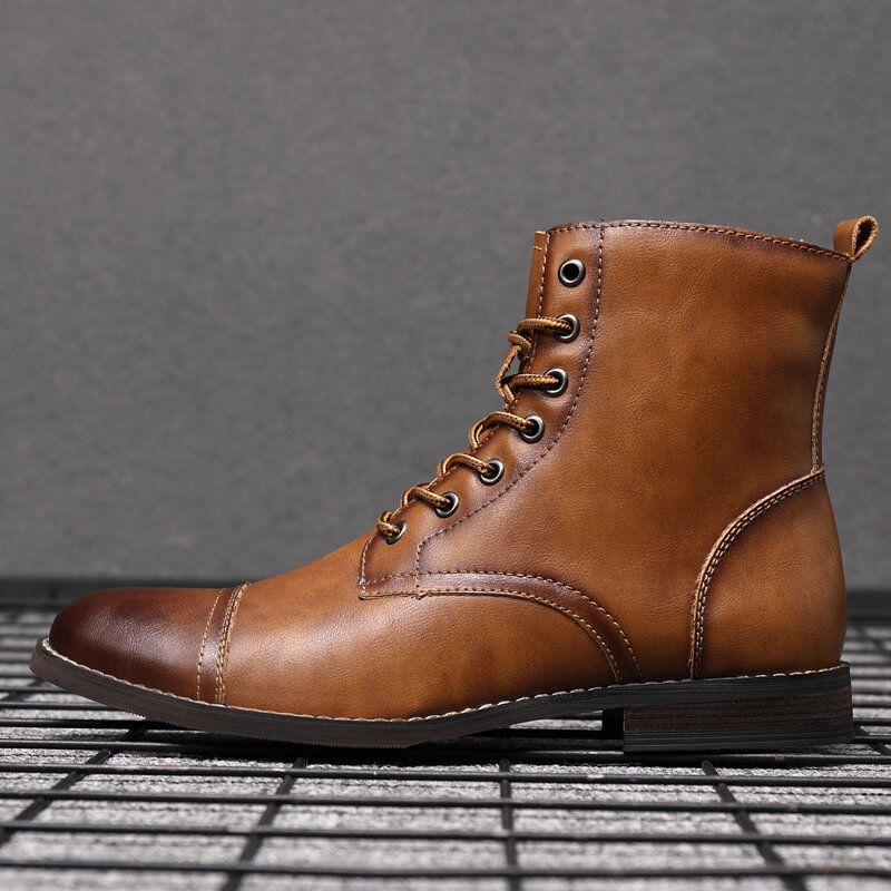 Bottes Habillées En Cuir De Style Britannique Faites À La Main Rétro Pour Hommes