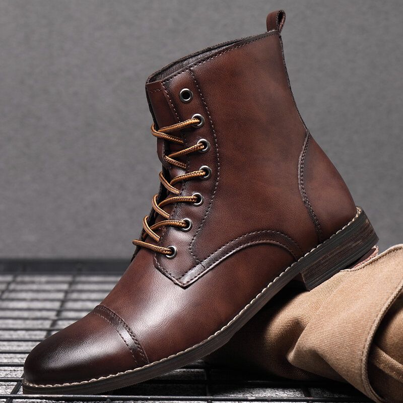 Bottes Habillées En Cuir De Style Britannique Faites À La Main Rétro Pour Hommes