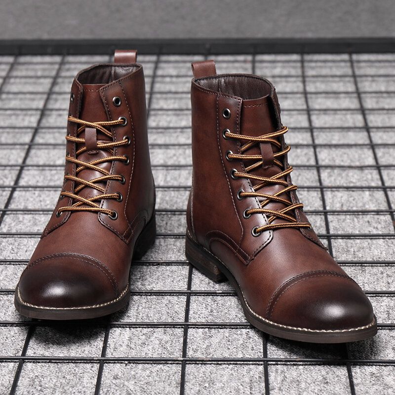 Bottes Habillées En Cuir De Style Britannique Faites À La Main Rétro Pour Hommes