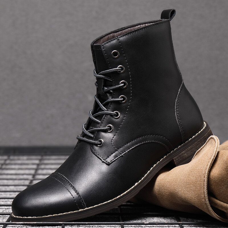 Bottes Habillées En Cuir De Style Britannique Faites À La Main Rétro Pour Hommes