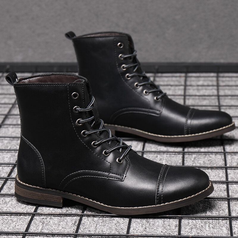 Bottes Habillées En Cuir De Style Britannique Faites À La Main Rétro Pour Hommes