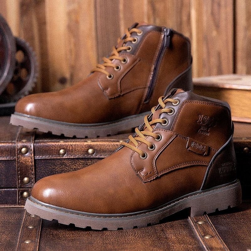 Bottes Martin Montantes Antidérapantes De Style Britannique Rétro Pour Hommes