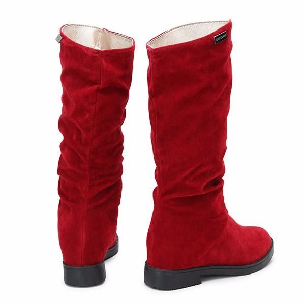 Bottes Mi-mollet Chaudes En Daim De Couleur Unie Pour Femmes