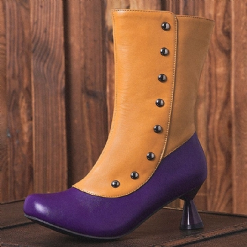 Bottes Mi-mollet Confortables À Talons Coniques Confortables Et À Glissière Latérale Pour Femmes De Grande Taille