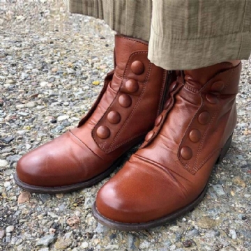 Bottes De Motard À Talons Bas Et Fermeture À Glissière Latérale Pour Femmes De Grande Taille