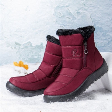 Bottes De Neige Courtes À Glissière Latérale Confortables Et Imperméables Pour Femmes De Grande Taille